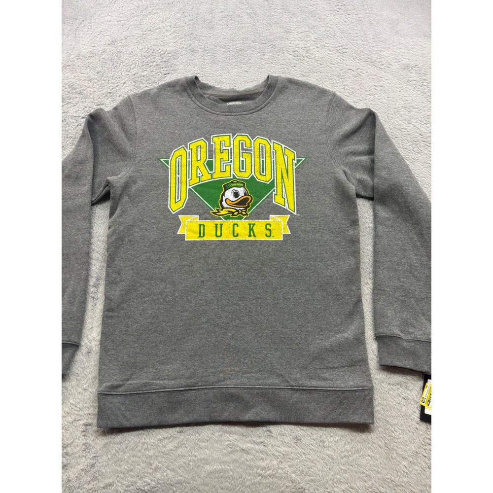 Oregon Ducks Mens Small Gray‎ Crewneck Sweatshirt Puddles Mascot New